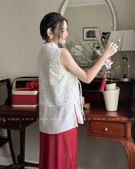TUBYCATU | ÁO REN KIM SA TRẮNG GIAI KỲ