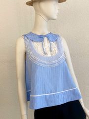 TUBYCATU | ÁO SÁT NÁCH SỌC XANH PHỐI REN AMABEL TOP