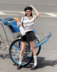 TUBYCATU | ÁO POLO DỆT KIM SỌC ĐEN TRẮNG