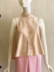 TUBYCATU | ÁO YẾM SATIN CỔ TRỤ NÚT TRAI