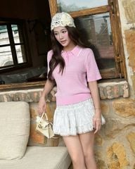 TUBYCATU | BASIC TWEED KNIT - GREY/ PINK