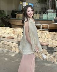TUBYCATU | ÁO YẾM REN CỘT NƠ ĐÍNH CƯỜM