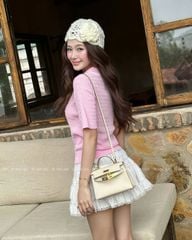 TUBYCATU | BASIC TWEED KNIT - GREY/ PINK