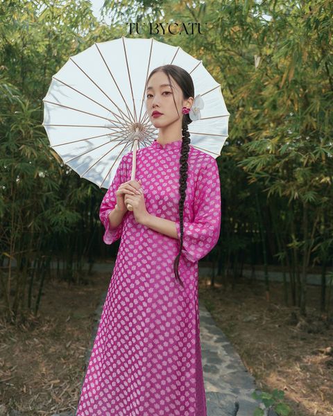 TUBYCATU | ÁO DÀI HOA ĐÀO (KHÔNG KÈM QUẦN)