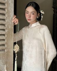 TUBYCATU | ÁO DÀI ĐOAN NGỌC KEM/ XANH/ VÀNG (KHÔNG KÈM QUẦN - PHỤ KIỆN)