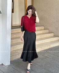 TUBYCATU | ÁO POLO DỆT KIM TRƠN ĐỎ/ NAVY