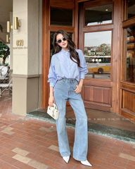 TUBYCATU | ÁO SƠ MI XANH SỌC PHỐI 2 MÀU
