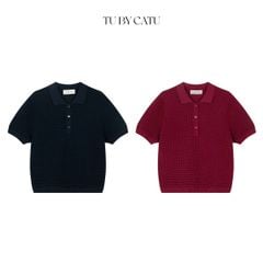 TUBYCATU | ÁO POLO DỆT KIM TRƠN ĐỎ/ NAVY
