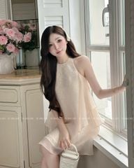 TUBYCATU | ĐẦM SÁT NÁCH REN PHỐI ORGANZA KEM