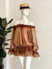 TUBYCATU | ALISA OFF SHOULDER DRESS - BROWN