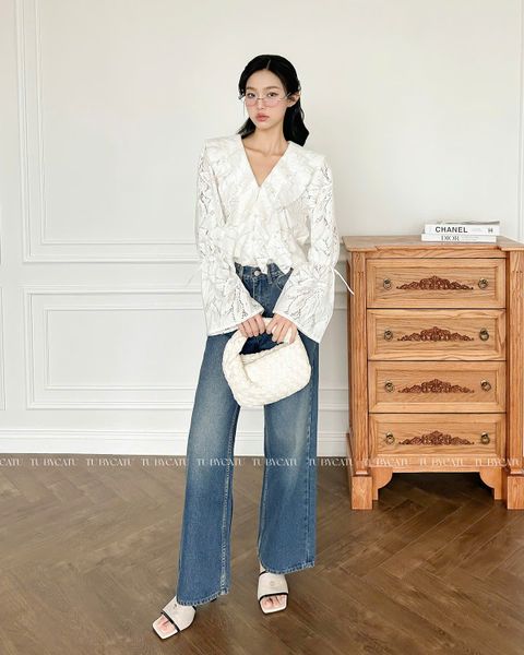 TUBYCATU | QUẦN JEAN SUÔNG PEBBLE - XANH ĐẬM