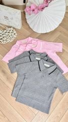 TUBYCATU | BASIC TWEED KNIT - GREY/ PINK