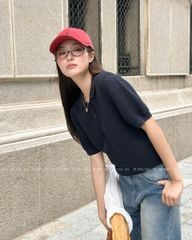 TUBYCATU | ÁO POLO DỆT KIM TRƠN ĐỎ/ NAVY