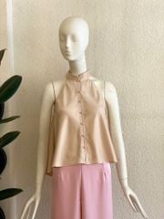 TUBYCATU | ÁO YẾM SATIN CỔ TRỤ NÚT TRAI