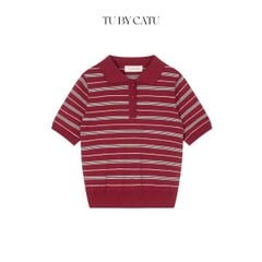 TUBYCATU | ÁO POLO DỆT KIM SỌC ĐỎ/ NÂU