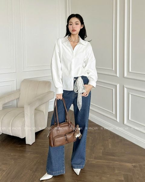 TUBYCATU | ÁO SƠ MI TRẮNG NÚT EO SAU