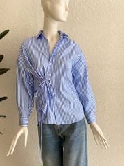 TUBYCATU | 	ÁO SƠ MI SỌC XANH CỘT 1 BÊN