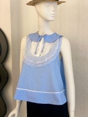 TUBYCATU | ÁO SÁT NÁCH SỌC XANH PHỐI REN AMABEL TOP