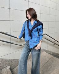 TUBYCATU | QUẦN JEAN ỐNG SUÔNG BLUE WASH