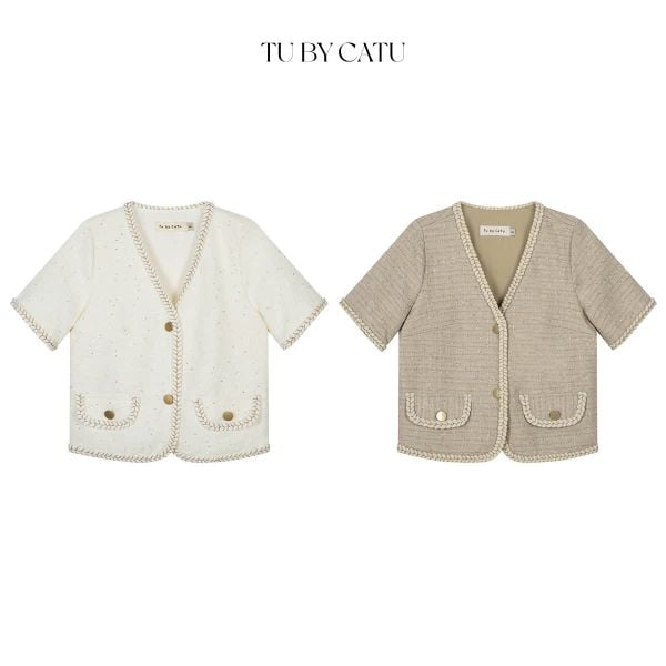 TUBYCATU | Áo bố nắp túi màu kem/trắng