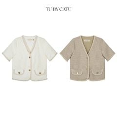 TUBYCATU | Áo bố nắp túi màu kem/trắng