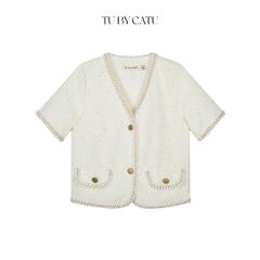 TUBYCATU | Áo bố nắp túi màu kem/trắng