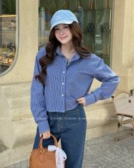 TUBYCATU | CROPPED CHECK SHIRT - BLUE