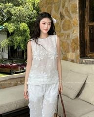 TUBYCATU | ÁO VÀ QUẦN REN TRẮNG HOA 3D