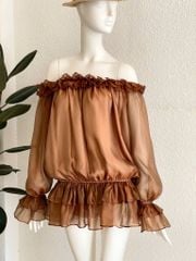 TUBYCATU | ALISA OFF SHOULDER DRESS - BROWN