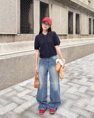 TUBYCATU | ÁO POLO DỆT KIM TRƠN ĐỎ/ NAVY