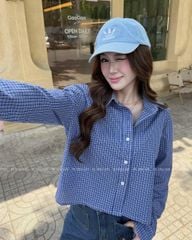 TUBYCATU | CROPPED CHECK SHIRT - BLUE