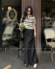 TUBYCATU | CHÂN VÁY DÀI SATIN MÀU NUDE/ ĐEN/ ĐỎ