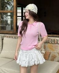 TUBYCATU | BASIC TWEED KNIT - GREY/ PINK