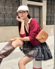 TUBYCATU | BUNNY POLO TOP - RED/ NAVY