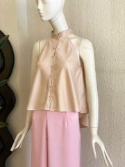 TUBYCATU | ÁO YẾM SATIN CỔ TRỤ NÚT TRAI