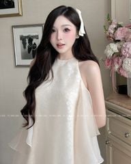 TUBYCATU | ĐẦM SÁT NÁCH REN PHỐI ORGANZA KEM