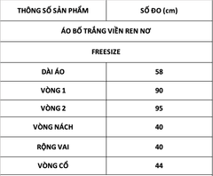 TUBYCATU | ÁO BỐ TRẮNG VIỀN REN NƠ