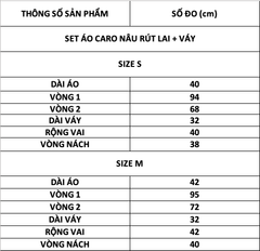 TUBYCATU | SET ÁO CARO NÂU RÚT LAI + VÁY