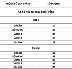 TUBYCATU | Áo bố nắp túi màu kem/trắng