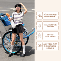 TUBYCATU | ÁO POLO DỆT KIM SỌC ĐEN TRẮNG