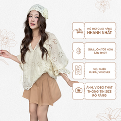 TUBYCATU | BEGIE/ PINK  FLORAL LACE TOP