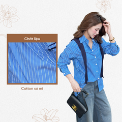 TUBYCATU | ÁO SƠ MI SỌC XANH TAY DÀI (KHÔNG KÈM KHĂN)