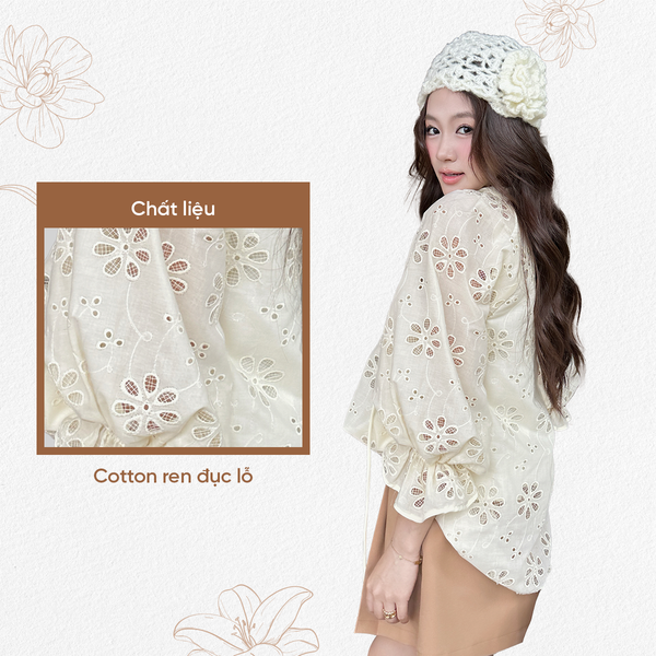 TUBYCATU | BEGIE/ PINK  FLORAL LACE TOP