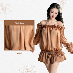 TUBYCATU | ALISA OFF SHOULDER DRESS - BROWN
