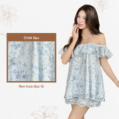 TUBYCATU | BLUE FLORAL OFF SHOULDER SET