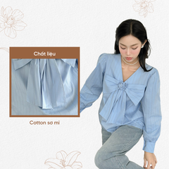 TUBYCATU | Blue/ White striped bowtie shirt