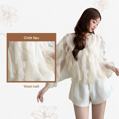 TUBYCATU | Áo lưới bèo kem kèm lót