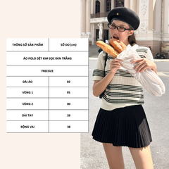 TUBYCATU | ÁO POLO DỆT KIM SỌC ĐEN TRẮNG