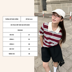 TUBYCATU | ÁO POLO DỆT KIM SỌC ĐỎ XANH