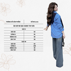 TUBYCATU | ÁO SƠ MI SỌC XANH TAY DÀI (KHÔNG KÈM KHĂN)